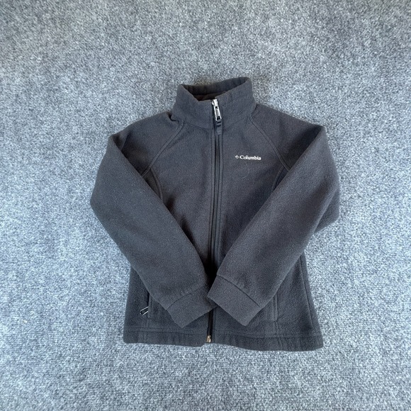 Columbia Other - Columbia Sportswear Fleece Jacket Boys S 7-8 Black Logo Raglan Sleeve Full Zip